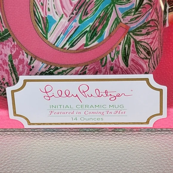 NEW Lilly Pulitzer Floral Ceramic Mug with Letter C Gold Handle - Picture 5 of 5